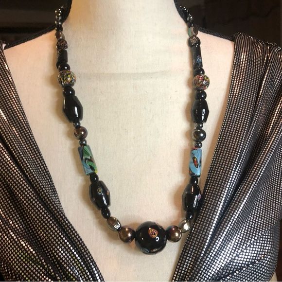 Vintage Millefiori graduating glass bead necklace - Picture 2 of 11